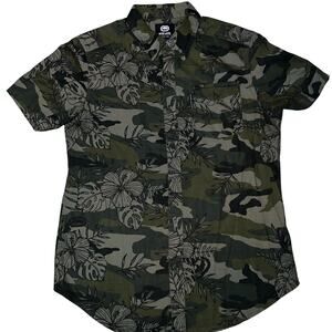 Ecko unltd tropical hawaiian camo casual button up short sleeve shirt size med